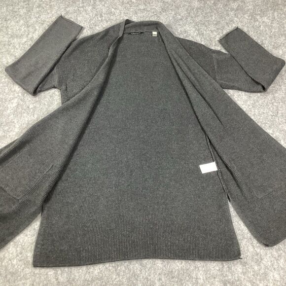 T Tahari Gray Open Front Pocket Cardigan Long Sleeve Cashmere Blend Size S - Picture 7 of 14